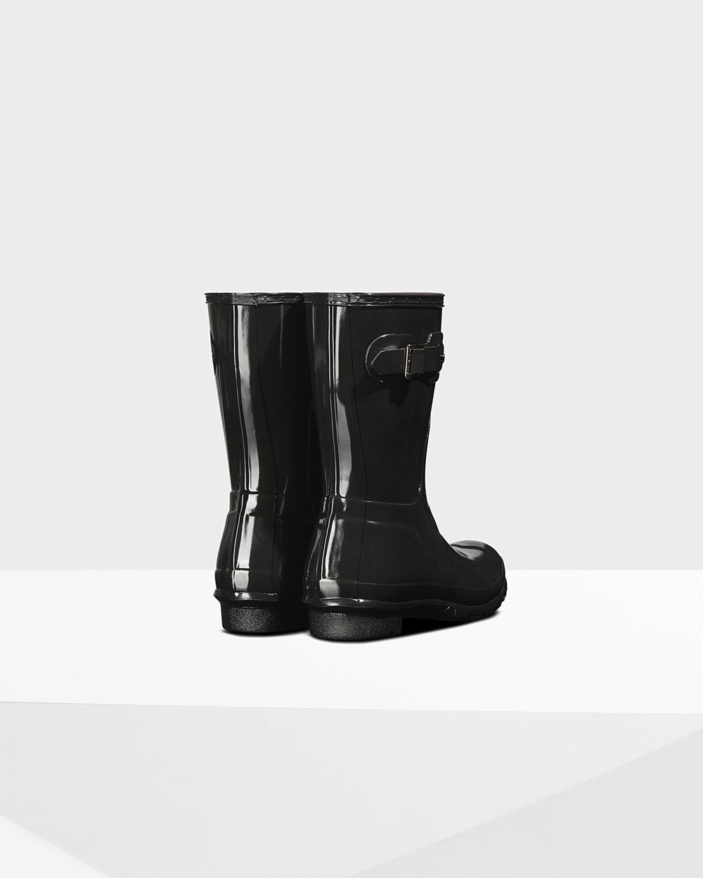 Womens Hunter Original Gloss - Short Rain Boots Black - 4372-MFGOZ